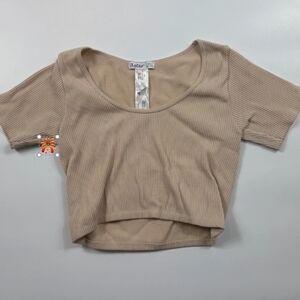 Forever 21 Tan Ribbed Crop Top